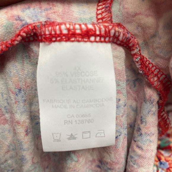 Penningtons In Every Story Red Poppy / Floral Top Size 4x - Picture 4 of 6